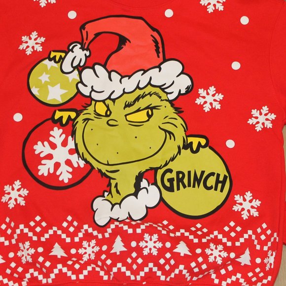 DR. SEUSS THE GRINCH CHRISTMAS SWEATSHIRT UGLY FLEECE SWEATER JR SZ M NWT - Picture 3 of 6